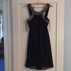 Black beaded cocktail dress